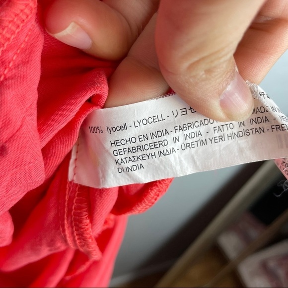 Zara Basic Button Front Shirt Dress With Frill Sleeves and Belt in Coral X-Small - Picture 7 of 7